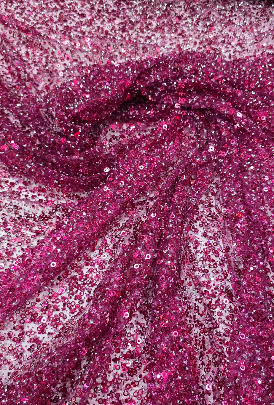 Tule Diamond com Paetê Pink Escuro
