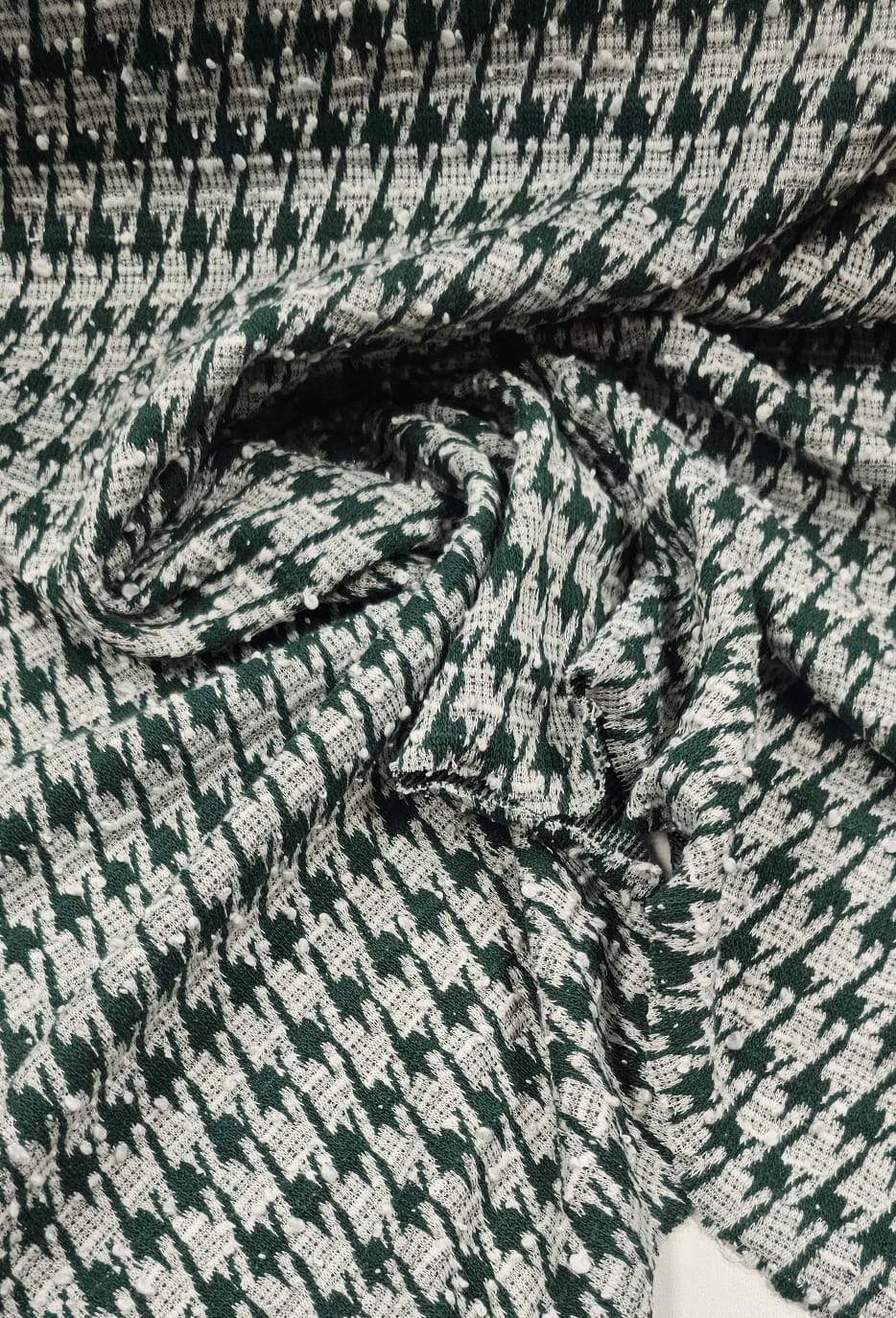 Malha Tweed Pied Poulle Verde Bandeira