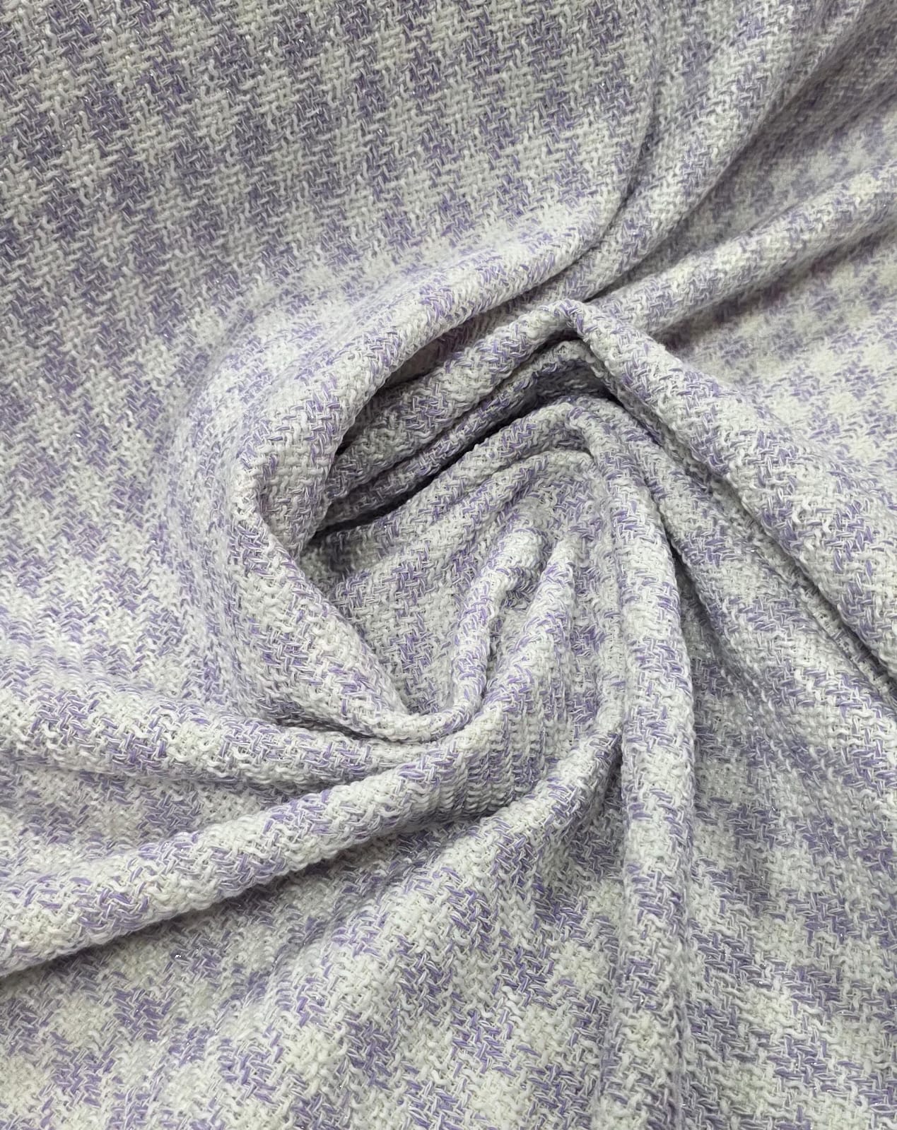 Tweed Pesado com Fio Metálico Pied Poule Lilás