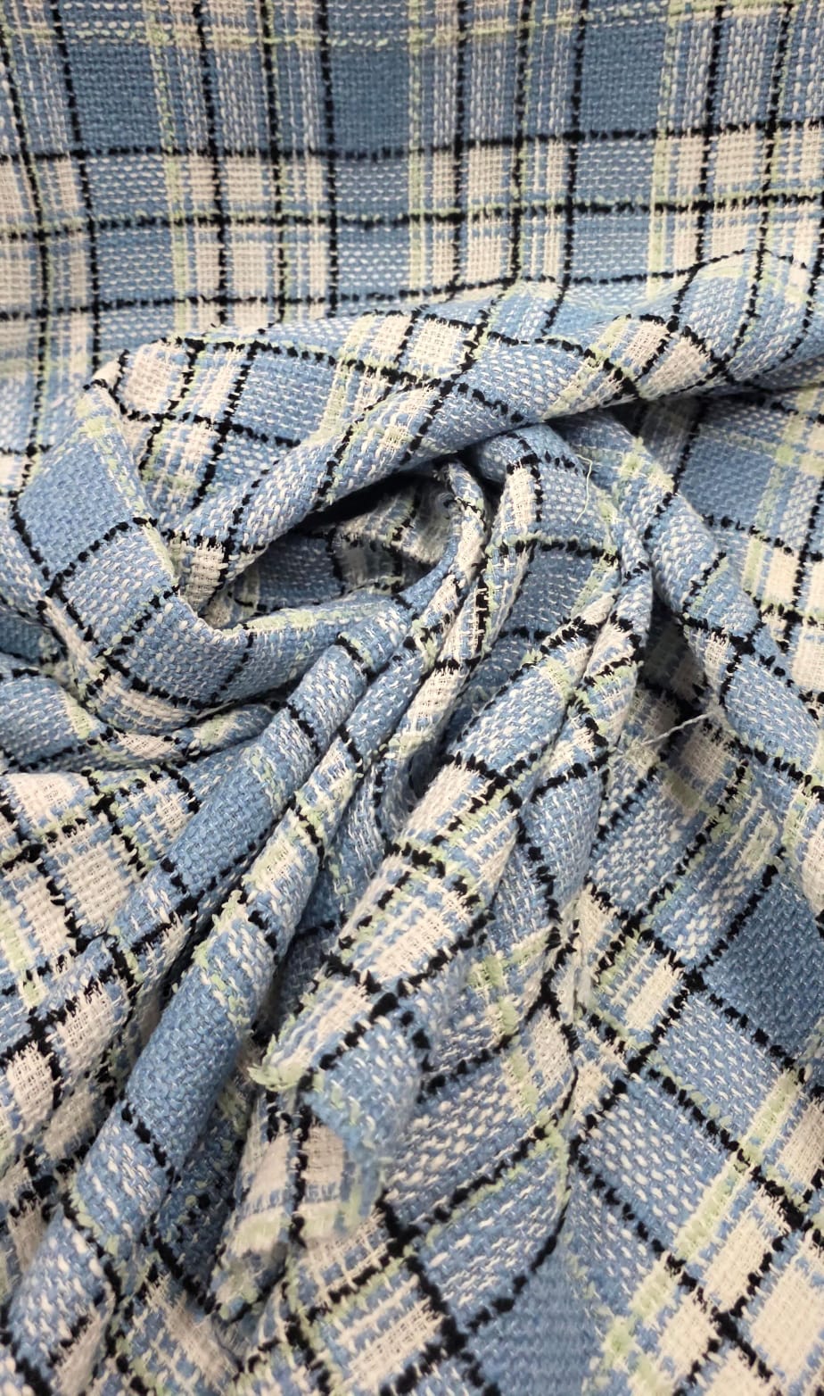 Tweed Pesado Xadrez Paris Azul