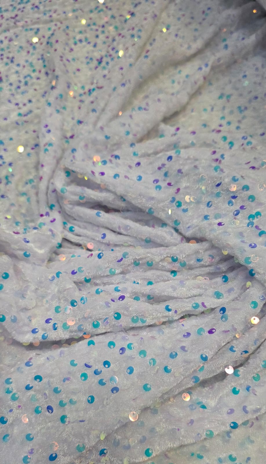 Veludo Cristal Bordado Holográfico Branco