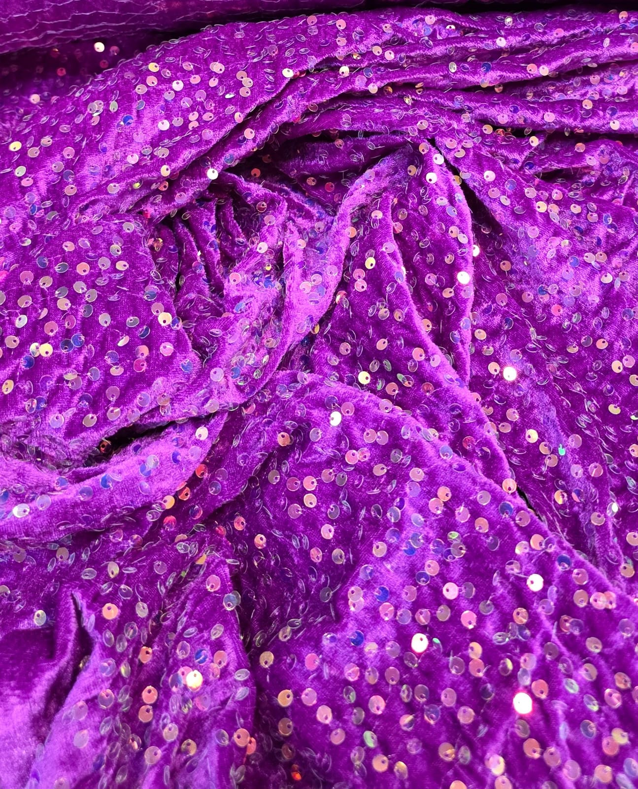 Veludo Cristal Bordado Holográfico Roxo