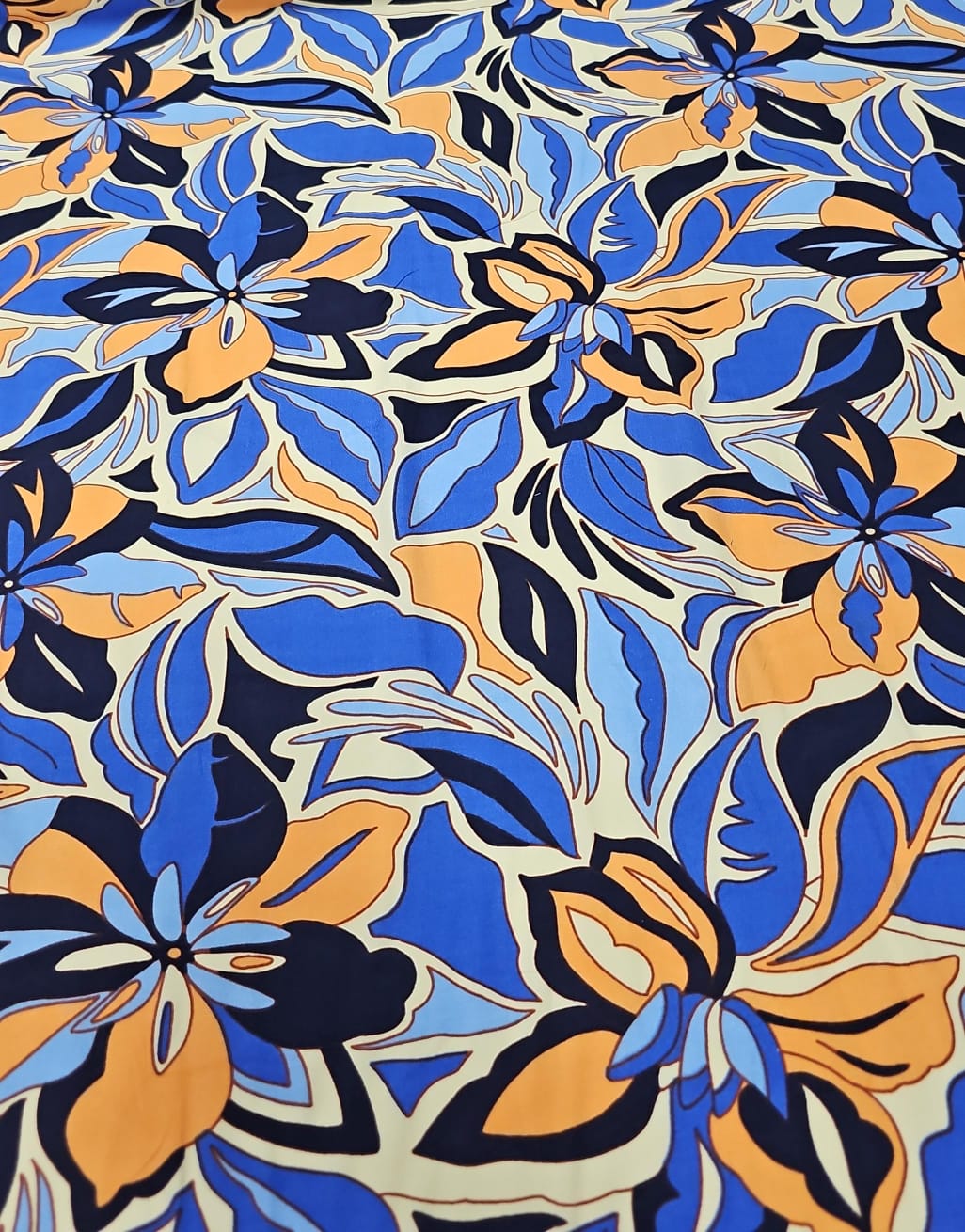 Popeline de Viscose Estampada Floral Azul 416B