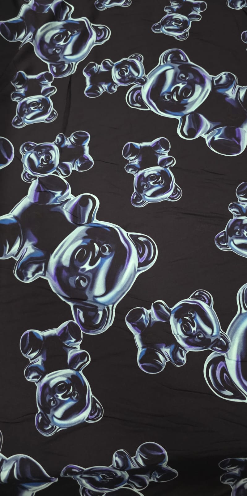 Viscose Estampada Ursos Digitais Fundo Preto