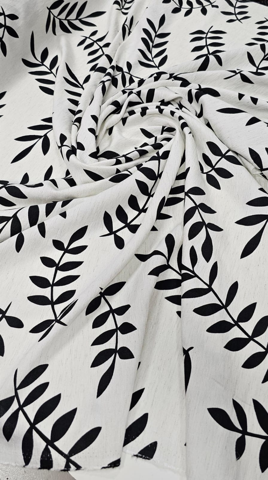 Viscose Pesada Rustique Estampada Ramos Preto 6C