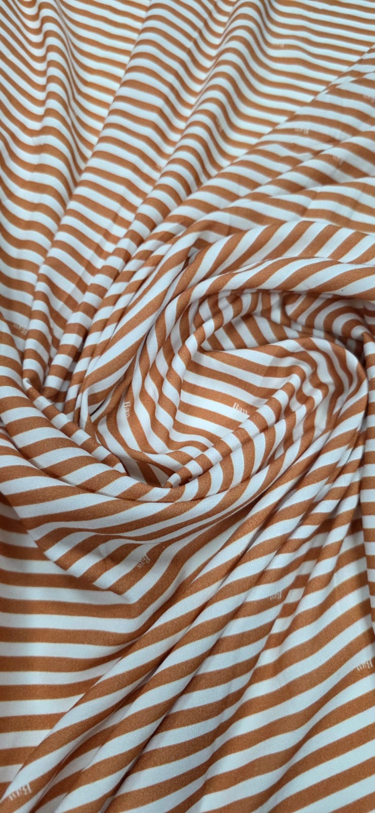 Viscose Premium Baw Listrado Branco e Terracota