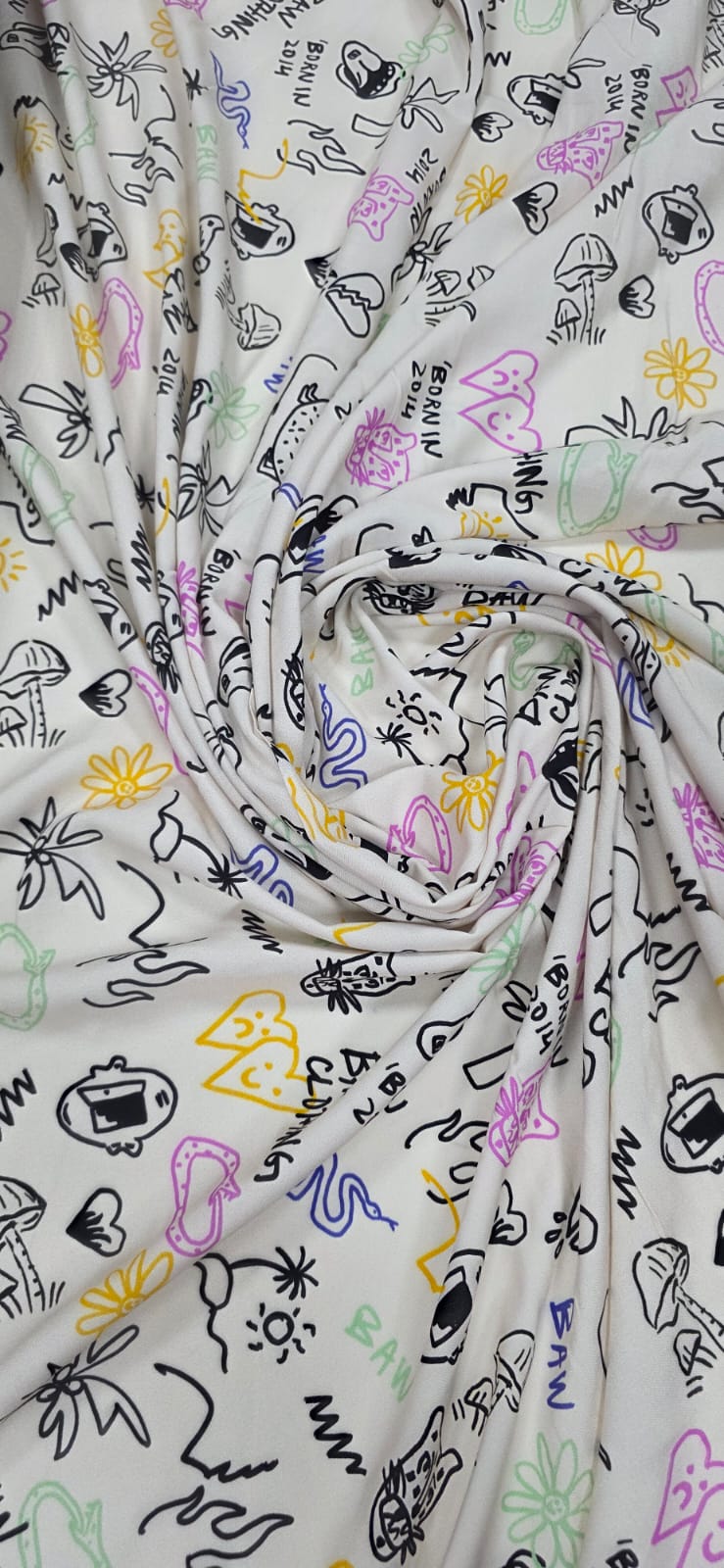 Viscose Premium Baw Rabiscos Fundo Creme